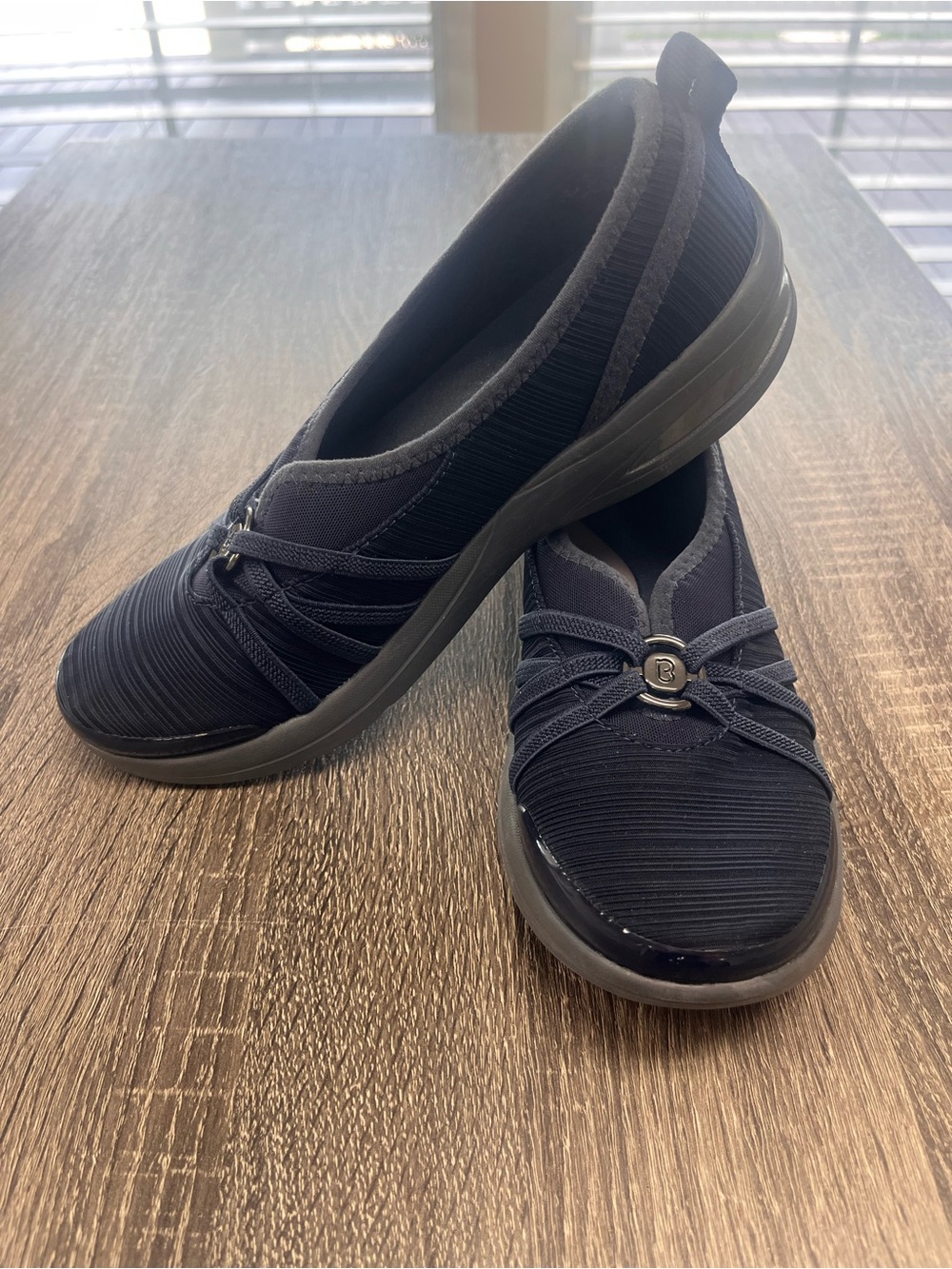 Bzees Navy Slip-On Knit Athletic Shoes